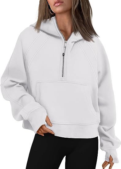 Zipper Hoodies Sweatshirts With Pocket Loose  Long Sleeve Pullover