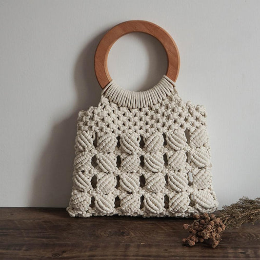 Boho Straw Cotton Tote