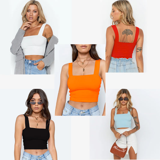 Summer New Fashion Women Crop Top Sleeveless Tank Tops T-shirt