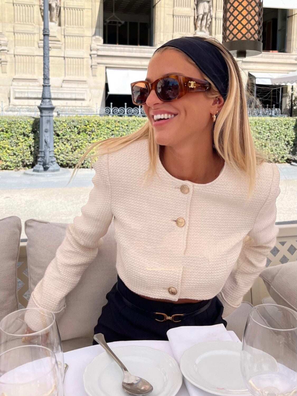 Short Autumn Jacket with Gold Buttons
