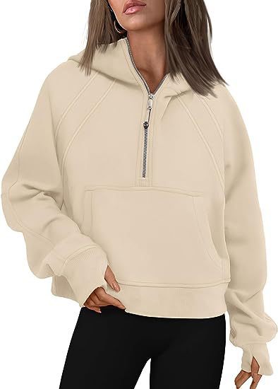 Zipper Hoodies Sweatshirts With Pocket Loose  Long Sleeve Pullover
