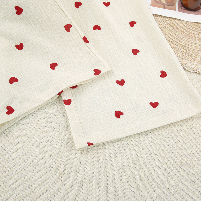 Heart Print Pyjamas Two-piece Set