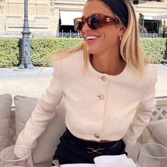 Short Autumn Jacket with Gold Buttons