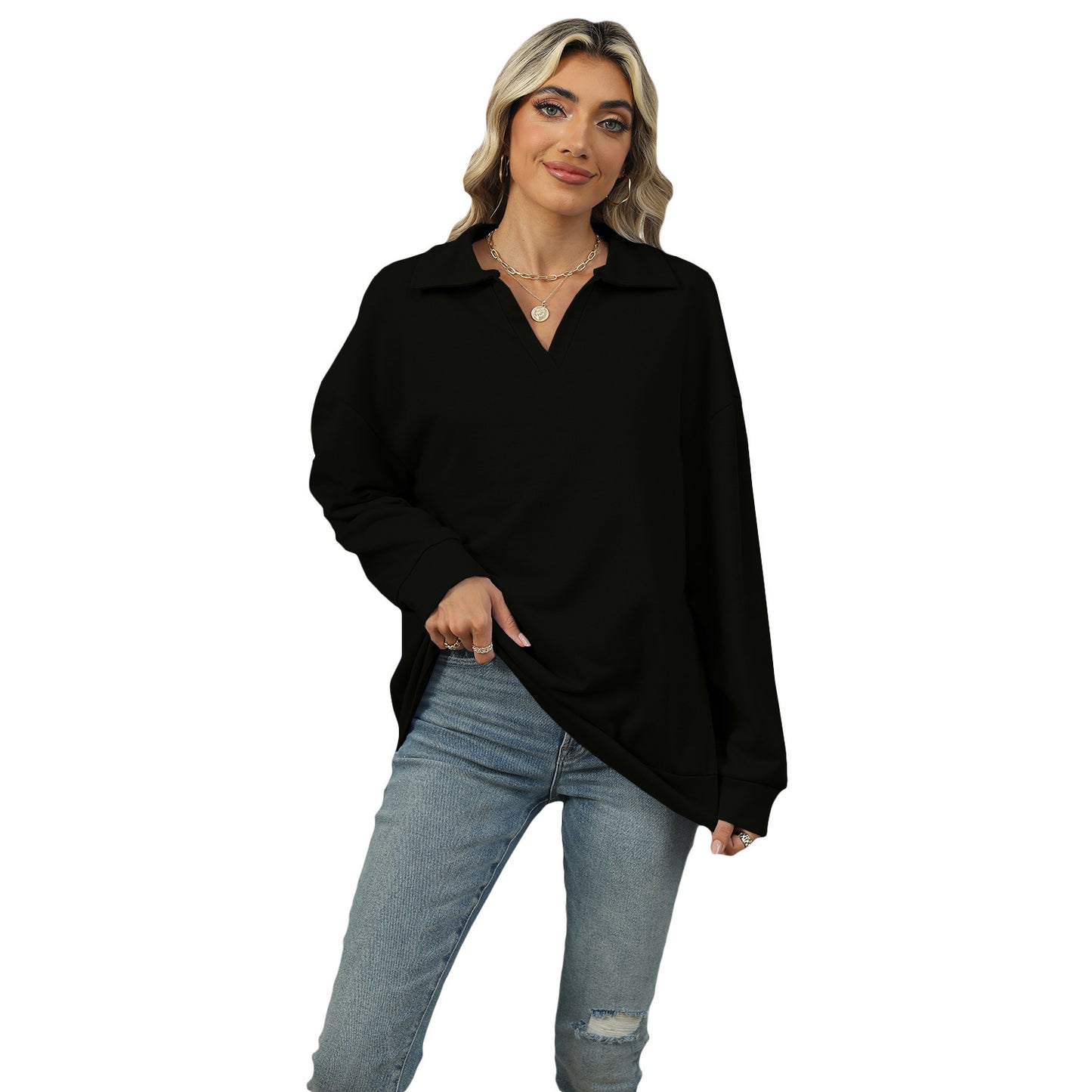 V-neck Sweatshirt Long-sleeved Pullover