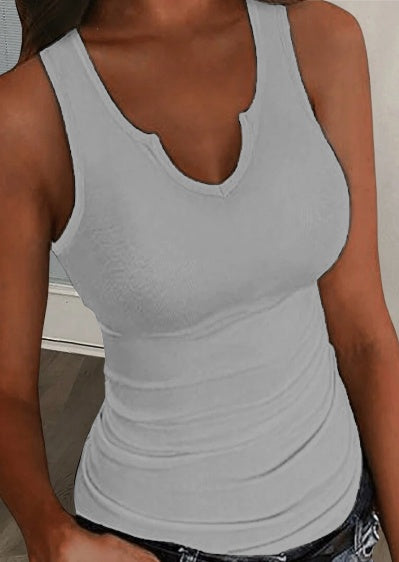Daily Casual Ribbed Sleeveless Basic Top