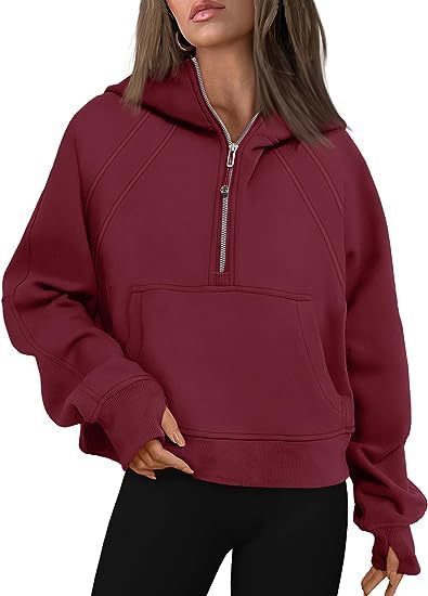 Zipper Hoodies Sweatshirts With Pocket Loose  Long Sleeve Pullover