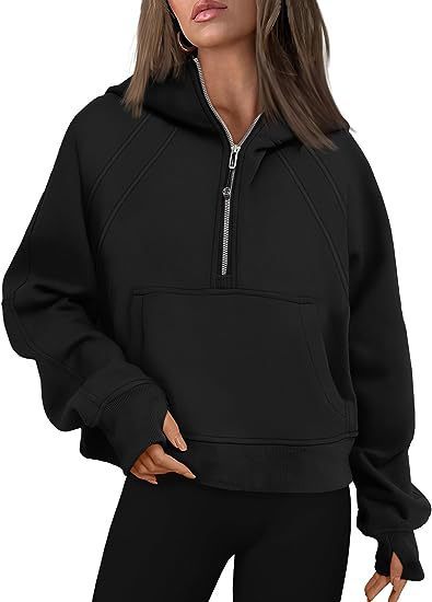 Zipper Hoodies Sweatshirts With Pocket Loose  Long Sleeve Pullover