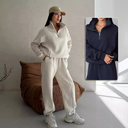 Jogger Two Piece Set Zipper Collar