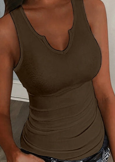 Daily Casual Ribbed Sleeveless Basic Top