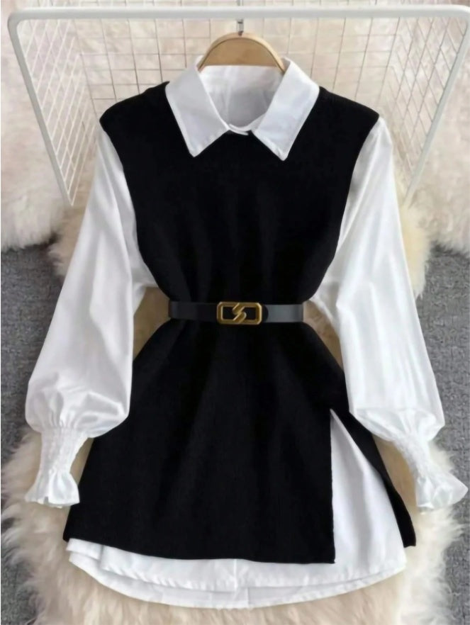 Split Hem Rib Knit Vest