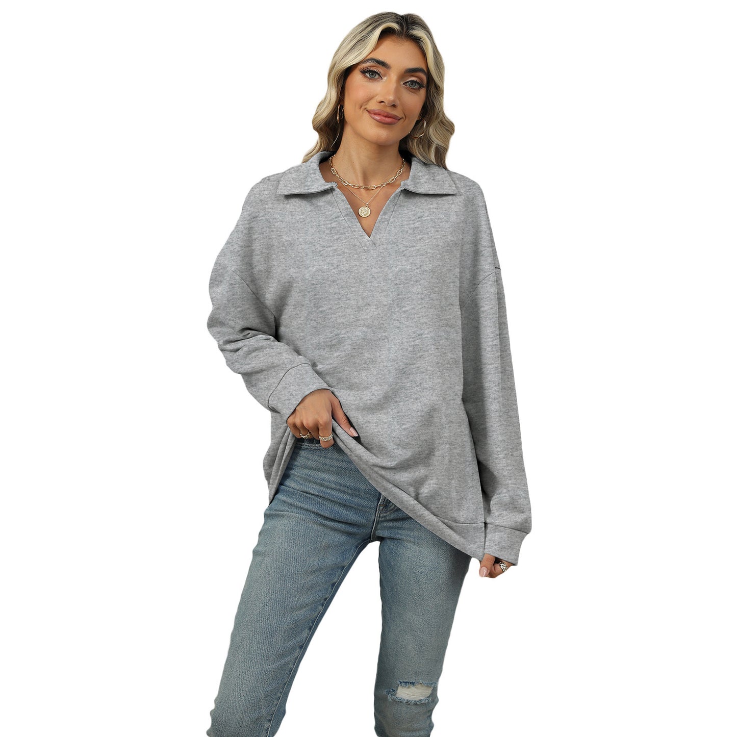 V-neck Sweatshirt Long-sleeved Pullover