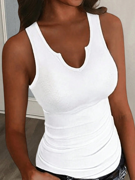 Daily Casual Ribbed Sleeveless Basic Top