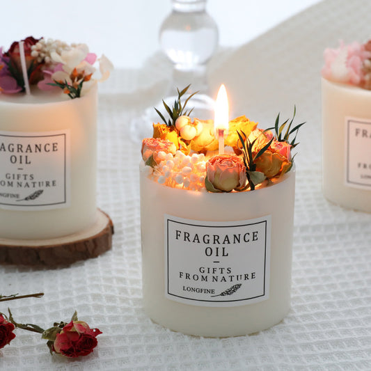 Dried Flowers Decorative Candle