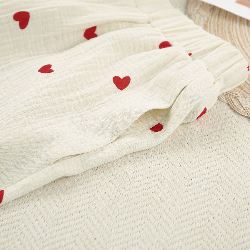 Heart Print Pyjamas Two-piece Set