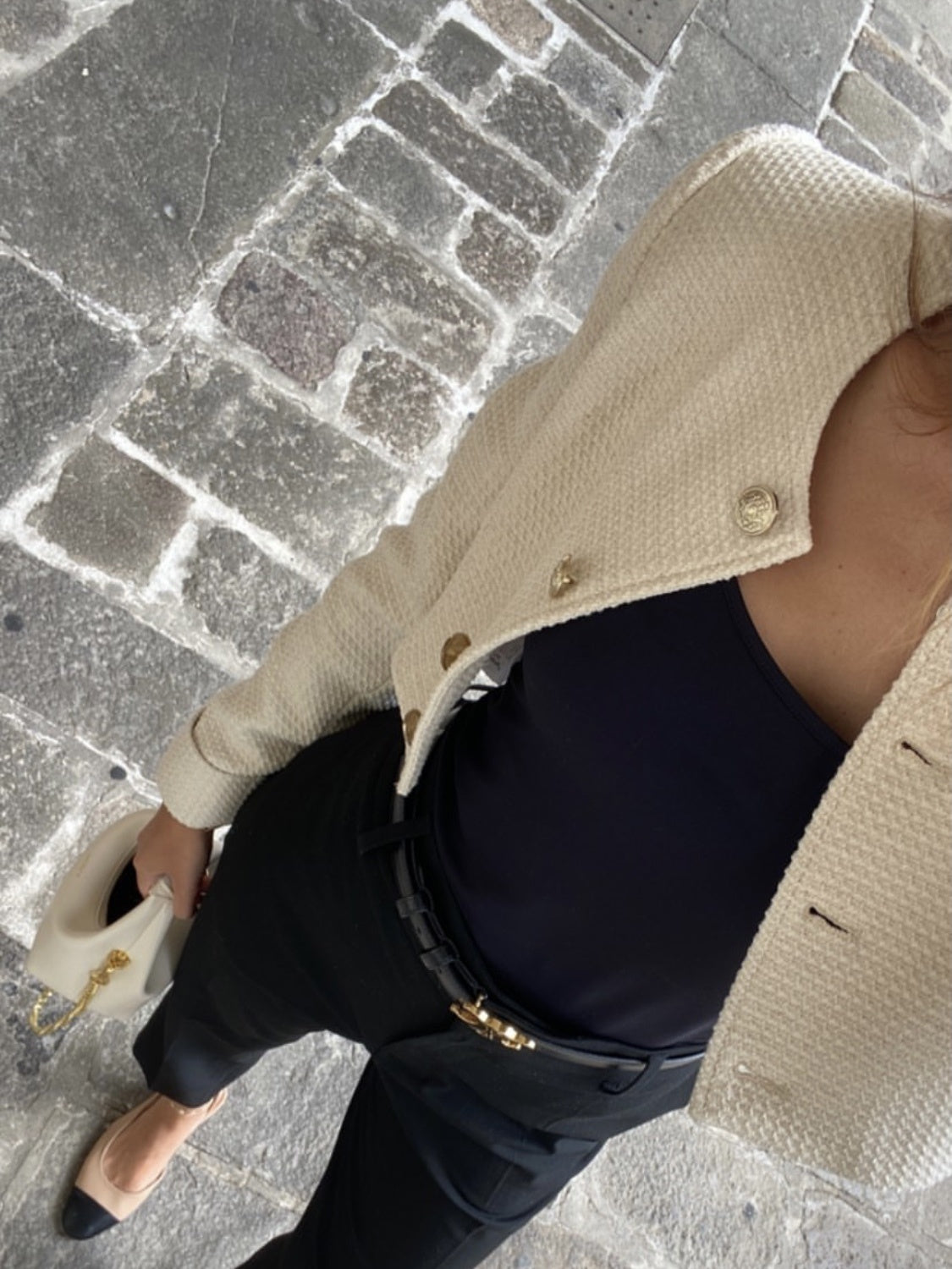 Short Autumn Jacket with Gold Buttons